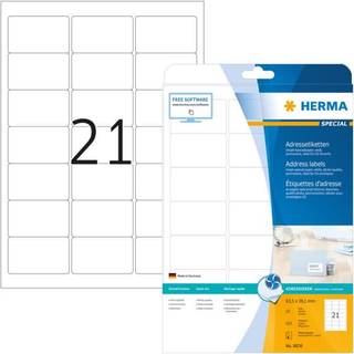 Herma address labels A4 hvid 63,5 x 38,1 25ark = 525 stk