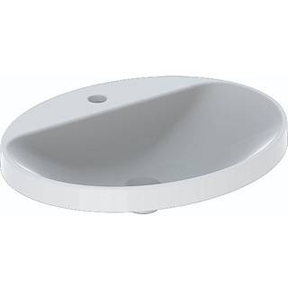 Geberit VariForm håndvask til indbygning oval, med hylde og hanehul: B=60cm, T=48cm, Hanehul=Midtpå, Overløb=Uden, Hvid