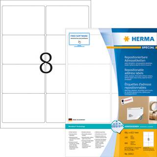 HERMA Removable Labels 99.1x67.7 100 Sheets DIN A4