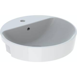 Geberit VariForm håndvask til delvis indbygning rund: D=50cm, Hanehul=Midtpå, Overløb=Synlig, Hvid
