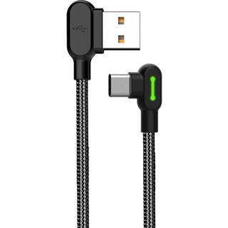 Mcdodo CA 5281 Vinklet USB C til vinklet USB A kabel til synkronisering og hurtig opladning, LED, sort, 1,2 m