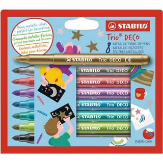 Stabilo Trio Deco glittertusser i 8 metalliske farver