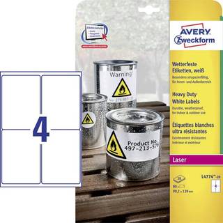 Avery stærke Polyester etiket 99,1 x 139 mm, 80 stk.