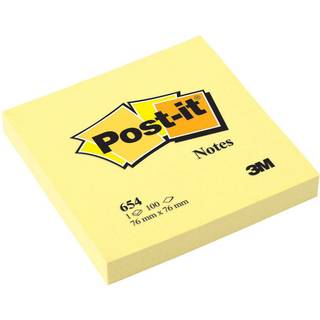 Post-it notes 3M 76mmx76mm 654 gul 12 stk.