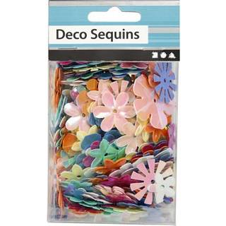 Pailletter, Blomstermotiver, 10 g Pakken indeholder et flot sortiment af foliepailletter med hul i midten. 8 forskellige designs i 7 farver.