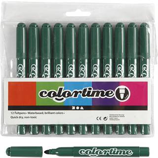 Colortime Tusch 5 mm Grøn - 12 stk. Kvalitetstuscher