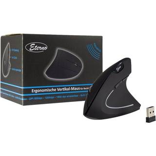 Inter-Tech Eterno KM-206R - Vertical mouse - 6 knapper - Sort