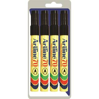 Artline marker EK70 permanent 1,5mm sort, sæt med 4 stk