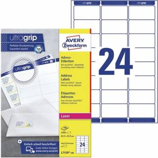 Avery L7159-100 Adresse etiketter små kuverter 24 pr. ark 63.5 x 33.9 100 ark