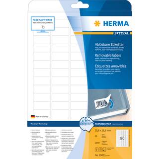 HERMA etiket aftagelig 35,6 x 16,9 mm, 2000 stk.