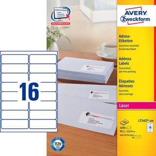 Avery Ultragrip etiketter 33,9x99,1mm hvid 1600stk