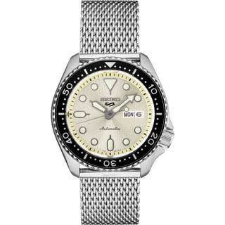 Seiko 5 Sports Automatic Cream Dial Mesh Bracelet Men's Watch SRPE75K1