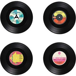 Retro vinylplade dækkeservietter – 4 stk
