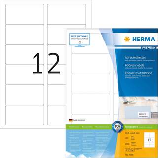 Herma etiketter 88,9 x 46,6 mm 100 ark a 12stk 1200