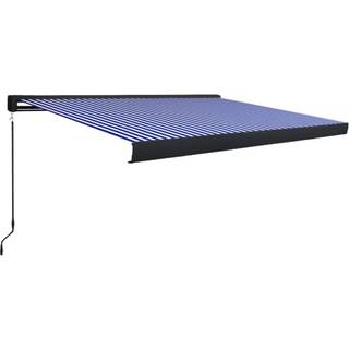 manuel kassettemarkise 350x250 cm blå og hvid