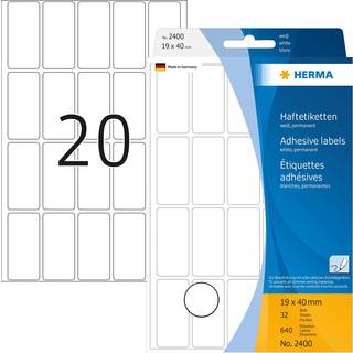 Herma etiket manuel aftagelig 19x40 hvid (480)