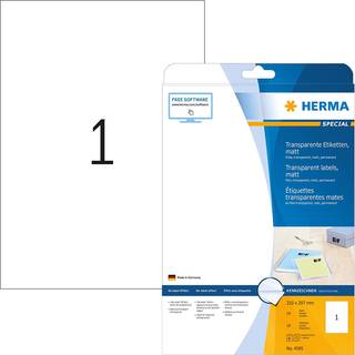 HERMA Transparent film labels matt A4 210 x 297 mm weatherproof permanent adhesion