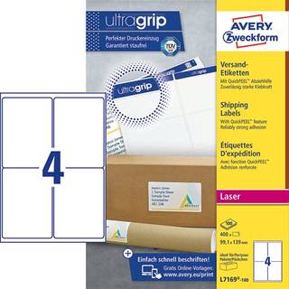 Avery L7169 Etiketter | 99,1x139 mm | 400 stk.