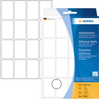 Herma etiket manuel 25x40 hvid (512)