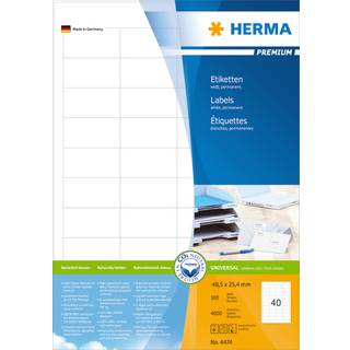 Herma etiket Premium A4 48,5x25,4mm, 100 ark af 40 etiketter, hvid