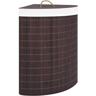 vasketøjskurv til hjørne 60 l bambus brun