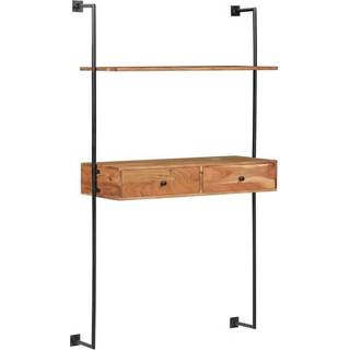 vægmonteret skrivebord massivt akacietræ 90 x 40 x 170 cm