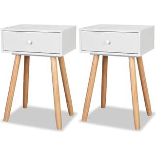 Sengebord Massivt Fyretræ 40 X 30 X 61 Cm - Hvid