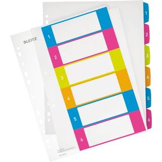 Register printbart PP Leitz WOW A4+ 1-6, Flerfarvet, varenr. 12420000, 20 stk.