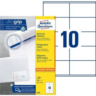 Avery 3425 universaletiketter med UltraGrip 105x57mm