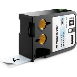 Dymo XTL vinyl labeltape 24mm sort på klar