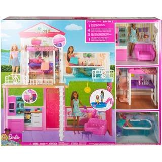 Barbie Hus m. Pool, Interiør & 3 Dukker