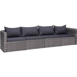 havesofasæt i 4 dele med hynder polyrattan grå