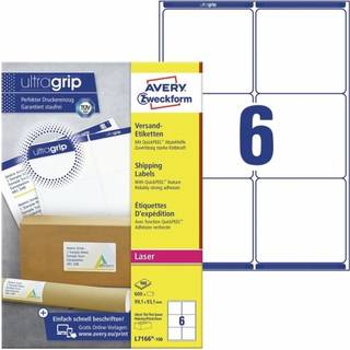 Avery Ultragrip etiketter 139x99,1mm hvid 400stk