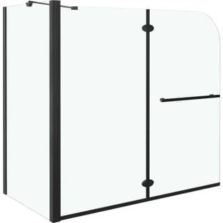 foldbar brusevæg 120x68x130 cm sikkerhedsglas sort