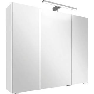 Milobad Reno spejlskab med LED lys og 3 låger, 80 cm, hvid højglans