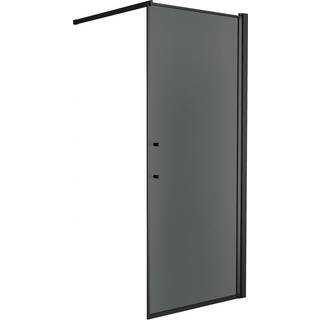 Fjäll Brusevæg med røgfarvet glas og sort profil - 80 x 198 cm