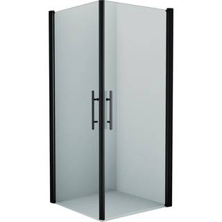 Fjäll Brusehjørne med klar glas og sort profil - 80 x 80 cm