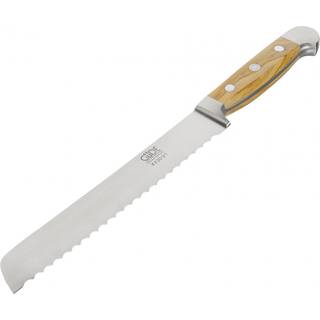 Güde Alpha Olive Brotmesser 21 cm - CVM-Messerstahl - Griffschalen Olivenholz - Braun,Silber