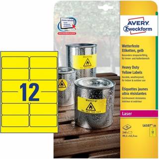Avery L6107-20 Heavy duty labels, gule 12 pr. ark 99,1 x 42,3 20 ark