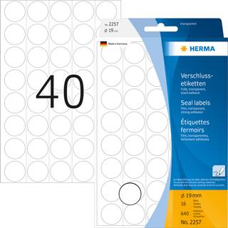 HERMA sealing label - 19 mm diameter - transparent - polyester (pack of 640)