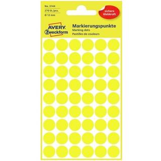 Avery 3144 Labels, gule runde Ø12mm 270stk.