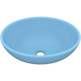 luksuriøs håndvask 40x33 cm keramisk oval mat lyseblå