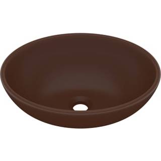 luksuriøs håndvask 40x33 cm keramisk oval mat mørkebrun
