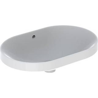 Geberit VariForm håndvask til indbygning ellipseformet: B=60cm, T=40cm, Hanehul=Uden, Overløb=Synlig, Hvid / KeraTect