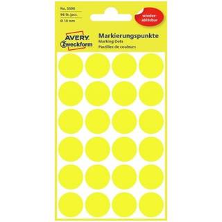 Avery 3598 Aftagelige runde gule farvekodingsdots, Ø 18mm, 96 stk.