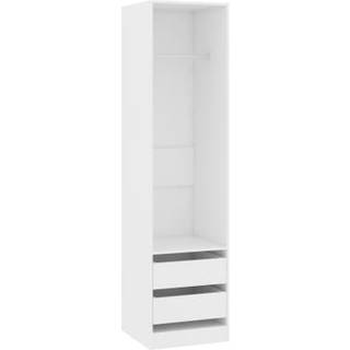 Klædeskab med skuffer 50x50x200 cm konstrueret træ hvid