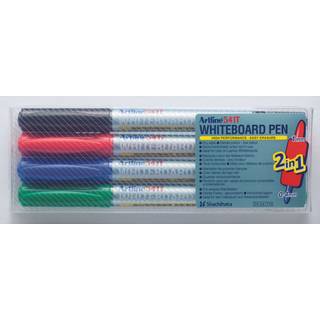 Artline Whiteboard Marker 541T 2-i-1 pen, 4-sæt