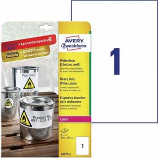 Avery L4775-8 Heavy Duty etiketter 210x297mm 8ark