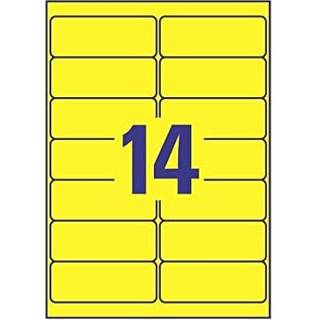 Avery L7263Y-25 Square etiketter neon, gule 14 pr. ark 99,1 x 38,1 25 ark