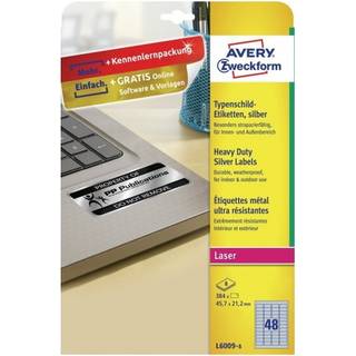 Avery L6009-8 Sølv Heavy Duty etiketter 45,7x21,2mm 8ark